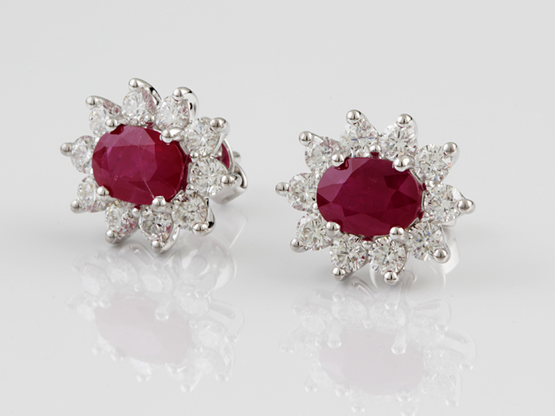 1770534 - Ruby And Diamond Cluster Stud